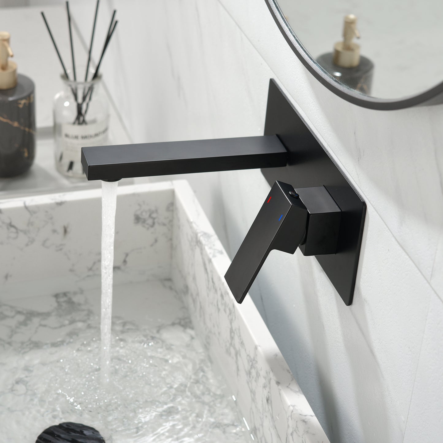 Elegance Enhanced: Stylish Matte Black Wall Mounted Bathroom Faucet