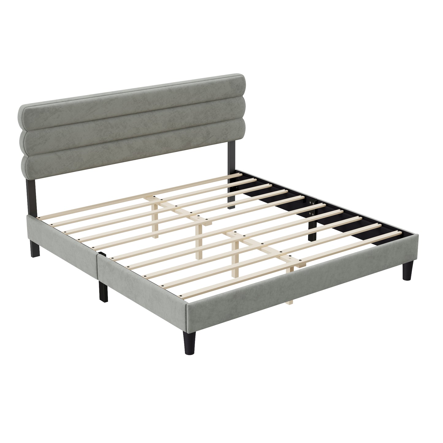 Full Bed Frame with Headboard,Sturdy Platform Bed with Wooden Slats Support,No Box Spring,Mattress Foundation,Easy Assembly