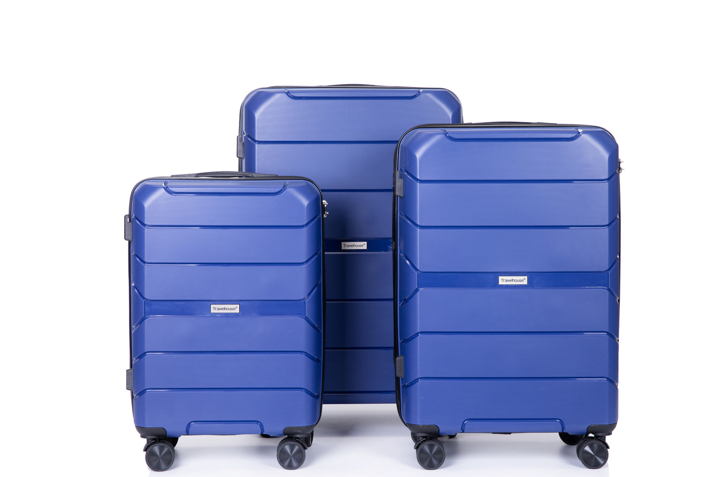 Hardshell Suitcase Spinner Wheels PP Luggage Sets Lightweight Suitcase with TSA Lock,3-Piece Set (20/24/28) ,Navy