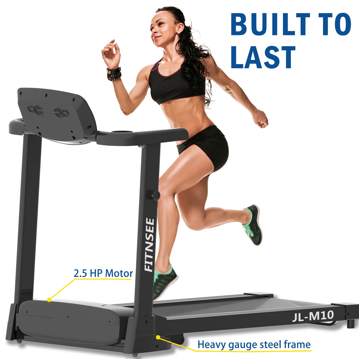 1.0 HP Folding Treadmill Electric Support Motorized Power Running Machine Trainer
