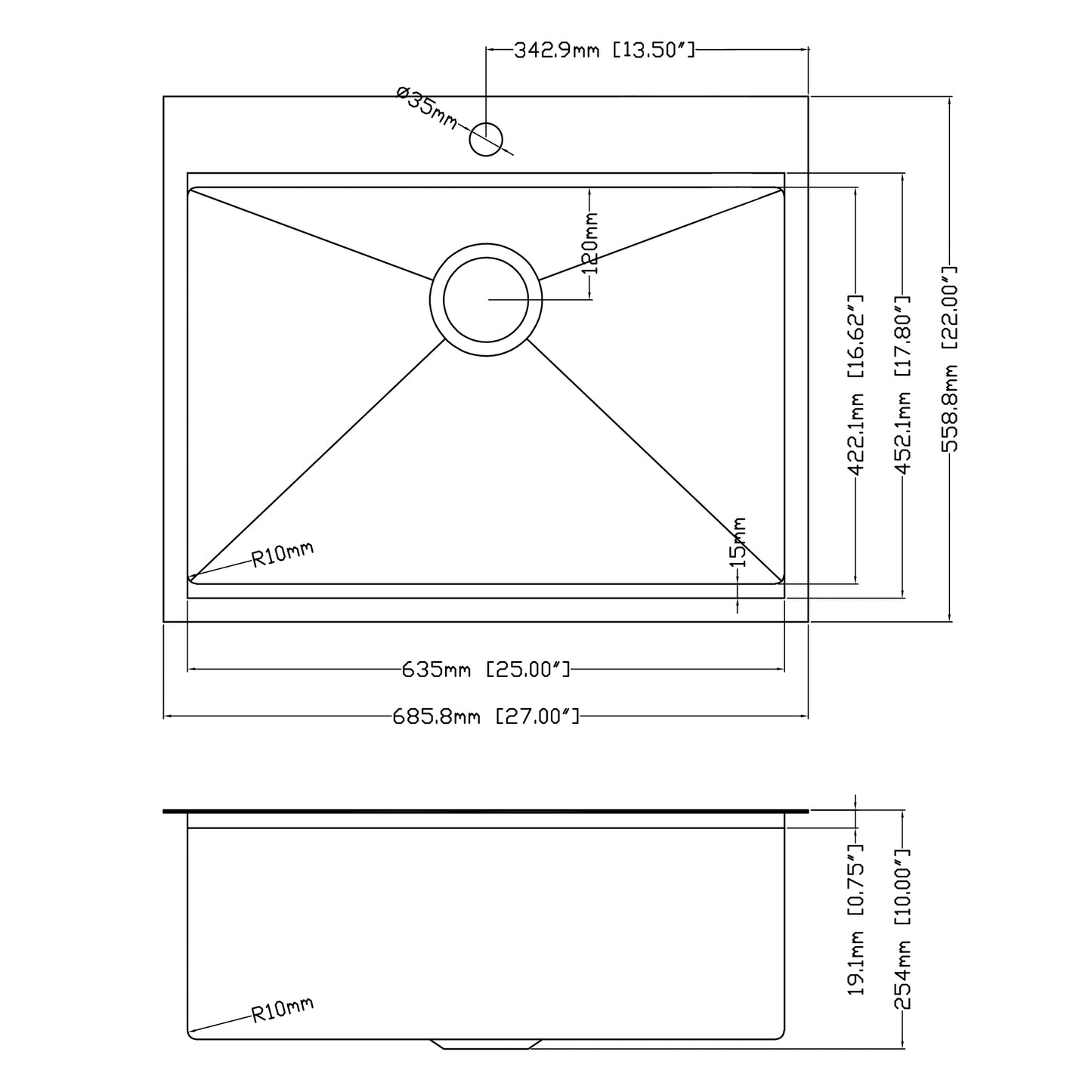 Gunmetal Black Stainless Steel Workstation Sink 27 x 22