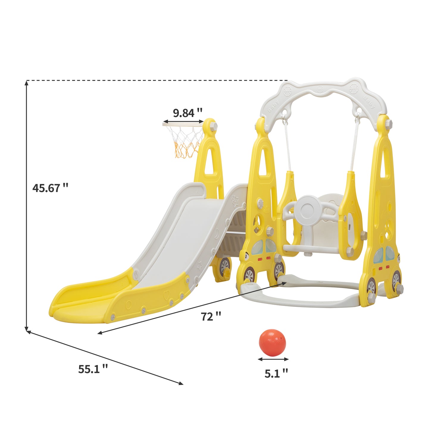 Yellow and Grey 3-in-1 Slide Car