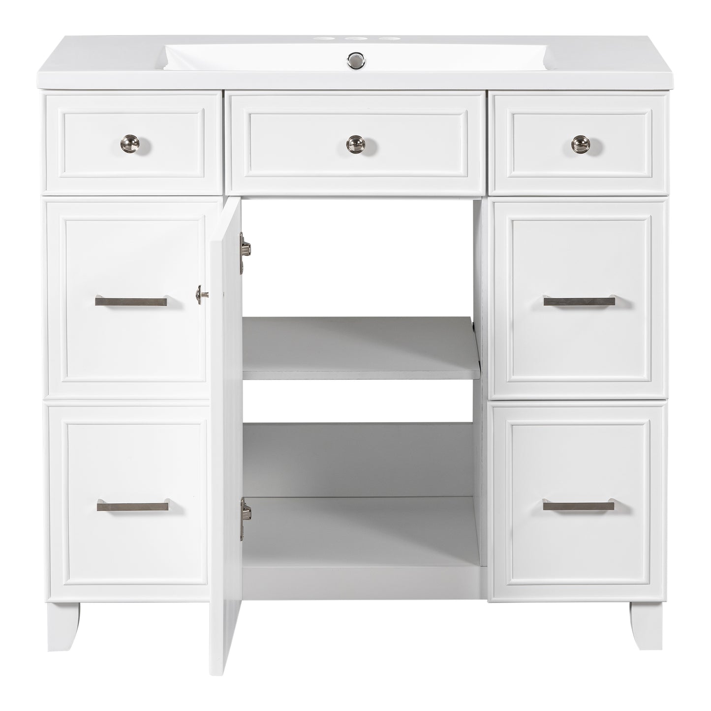 36" Bathroom Vanity Cabinet with Sink Top Combo Set,White,Single Sink,Shaker Cabinet with Soft Closing Door and Drawer