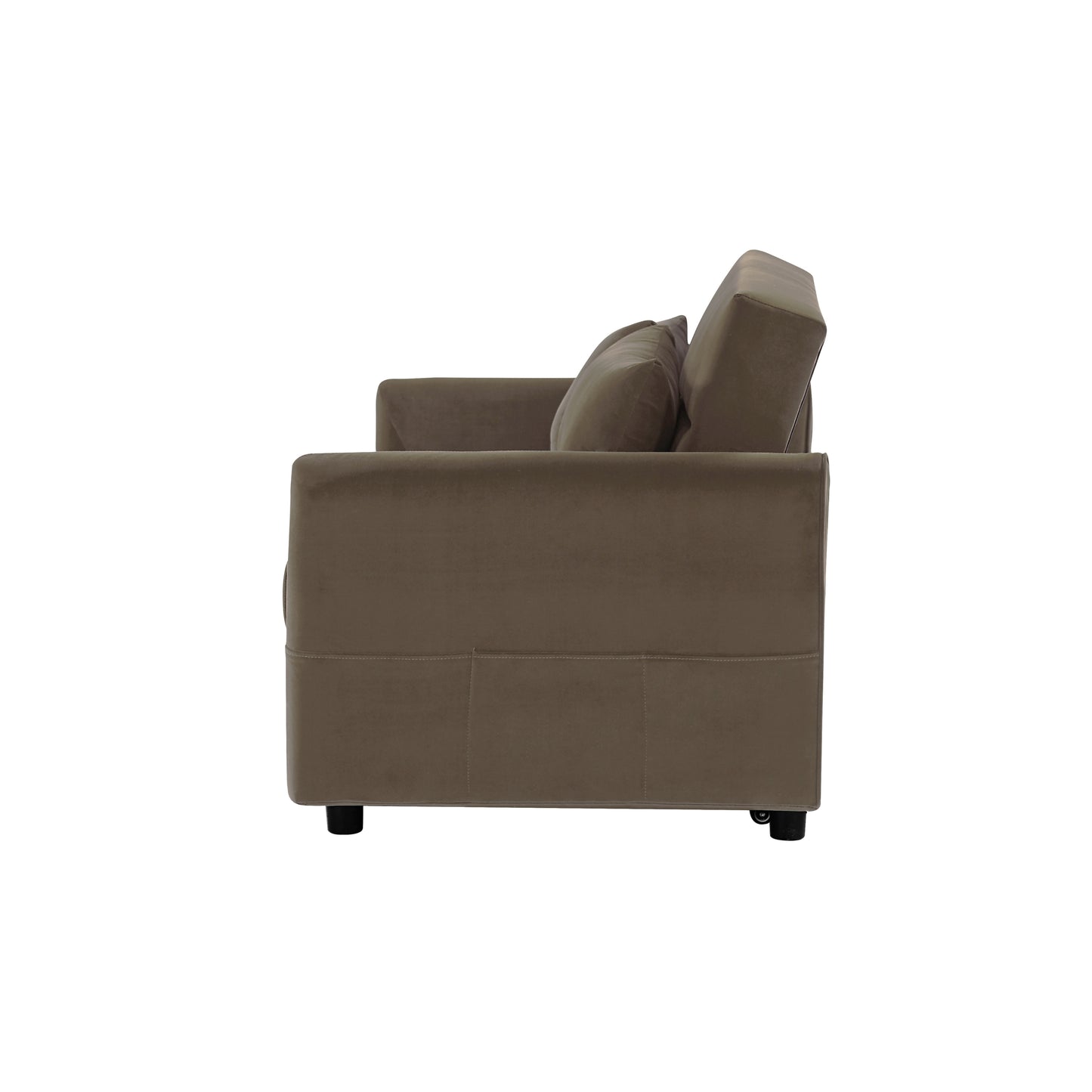 Light Brown Velvet Convertible Love Seat Sofa