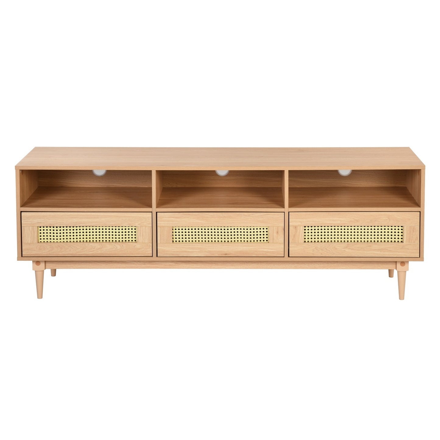 Entertainment Console with Rattan Storage for 65-70 inch TV