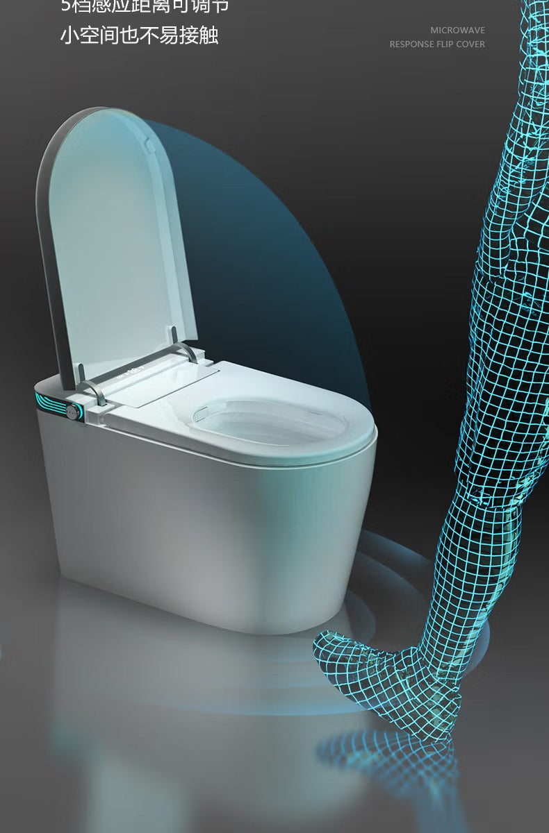 Luxury Smart Toilet with Auto Open/Close Lid, Auto Flush, Warm Water and Heated Seat, Modern Tankless Toilet with Remote Control