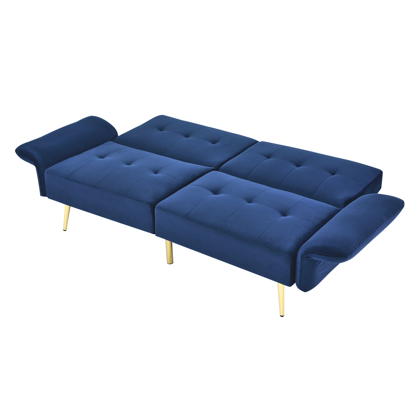 Italian Velvet Convertible Sleeper Loveseat with Storage Bags, Navy