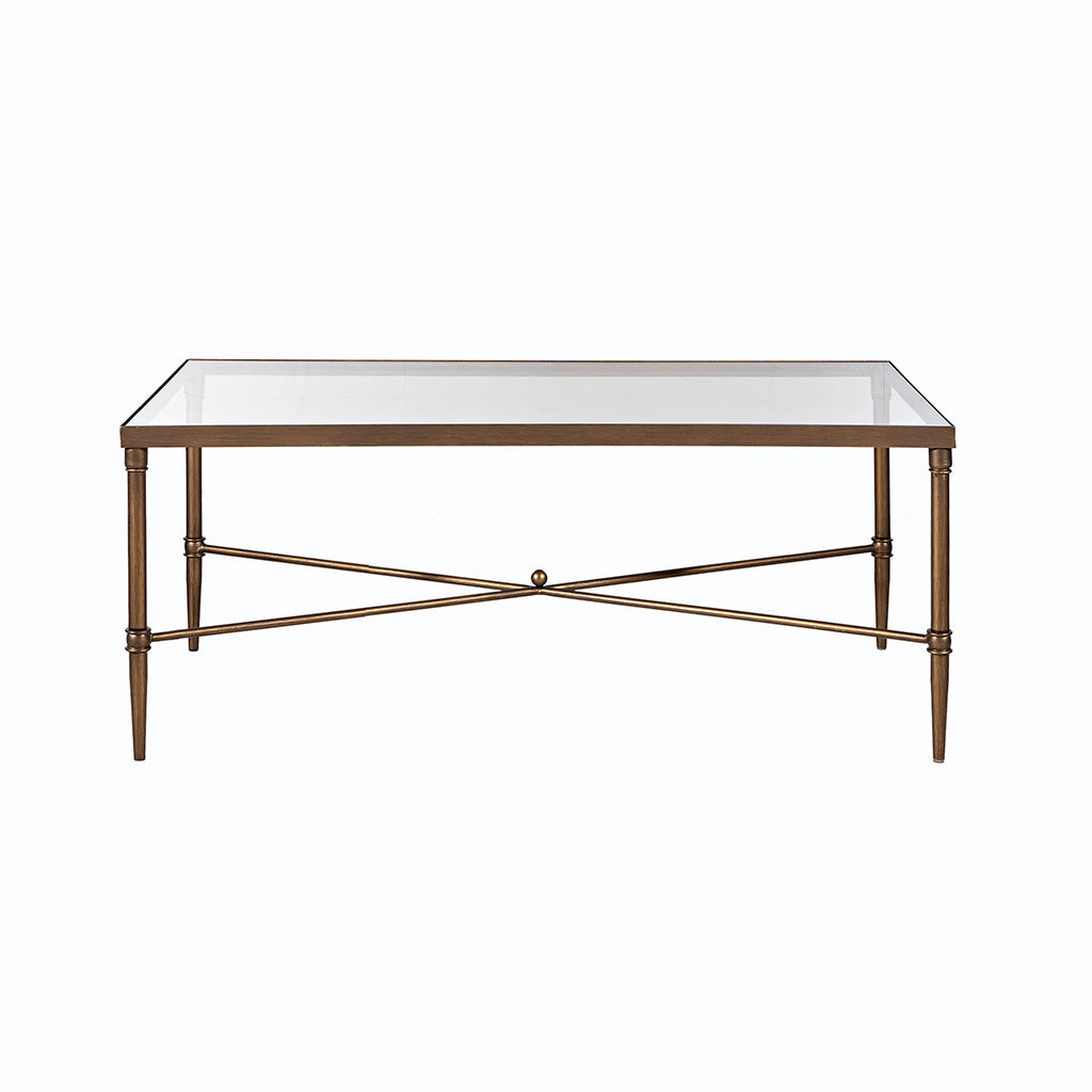 Bronze Metal Framed Glass Coffee Table