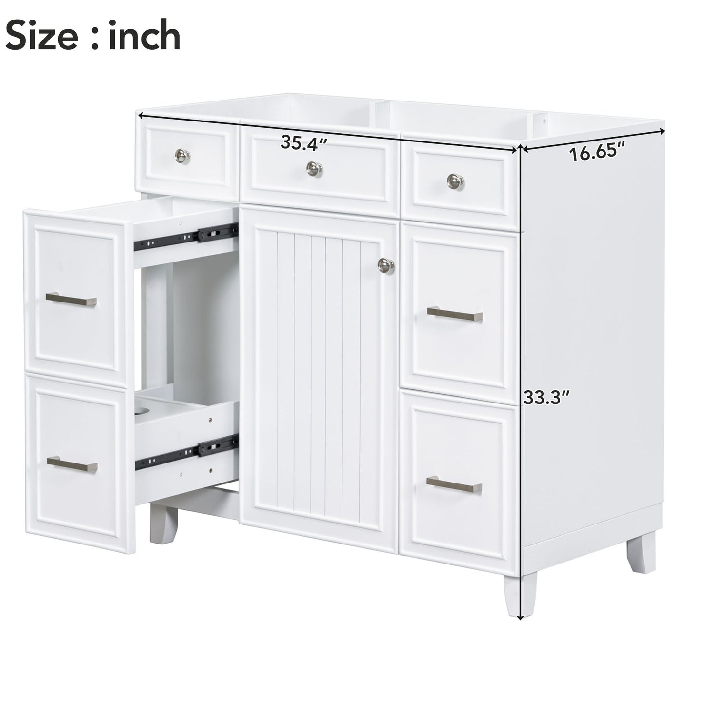 [Cabinet Only] 36" White Bathroom Vanity(Sink not included)