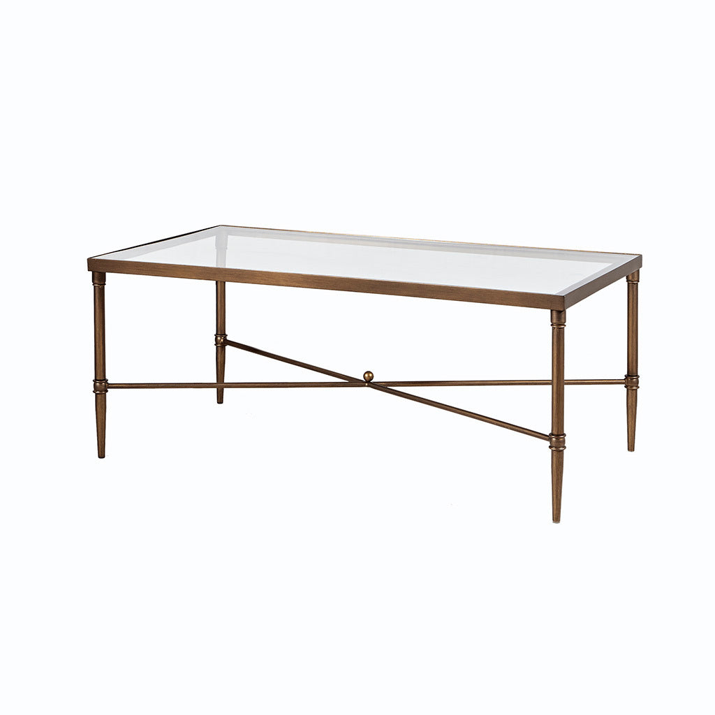 Bronze Metal Framed Glass Coffee Table