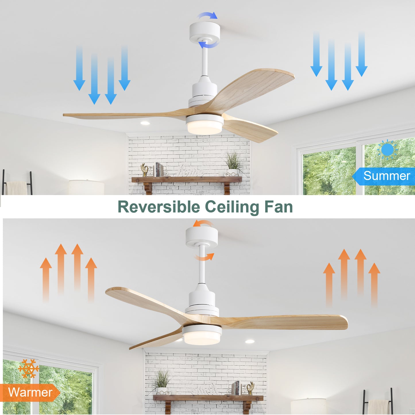 52-Inch Indoor Ceiling Fan with Dimmable LED Light and Remote Control