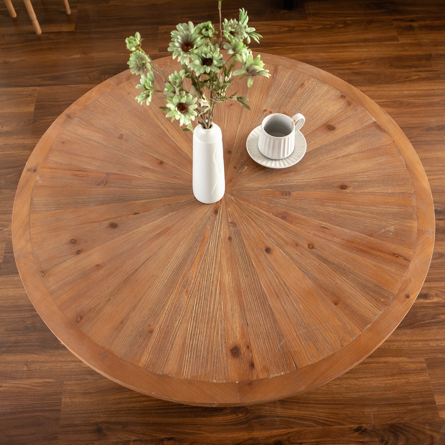 Scattered Pattern Retro Round Coffee Table with Cedar Legs