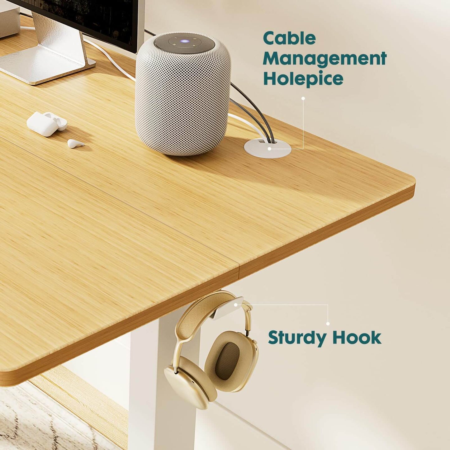 Adjustable Standing Desk with High-Quality Motor System in Yellow Finish