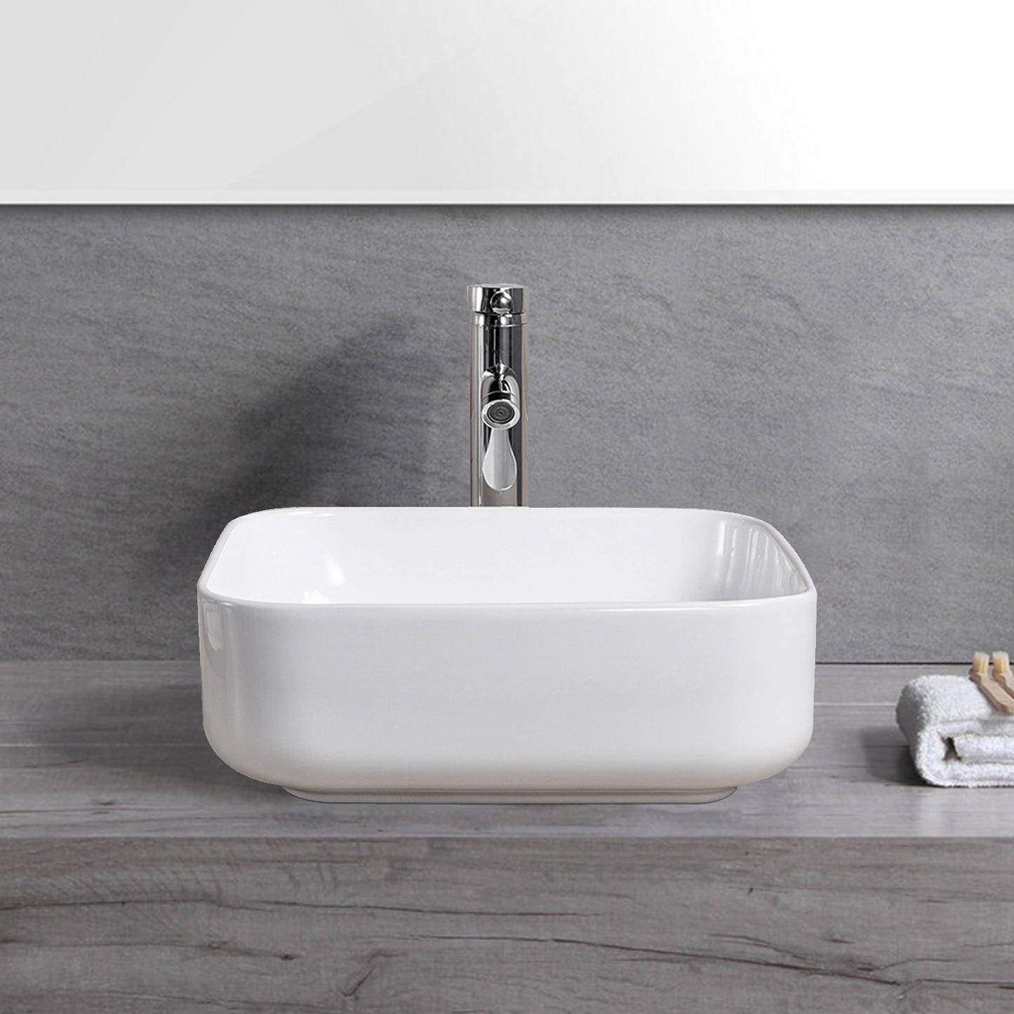 Vessel  Bathroom Sink Basin in White Ceramic