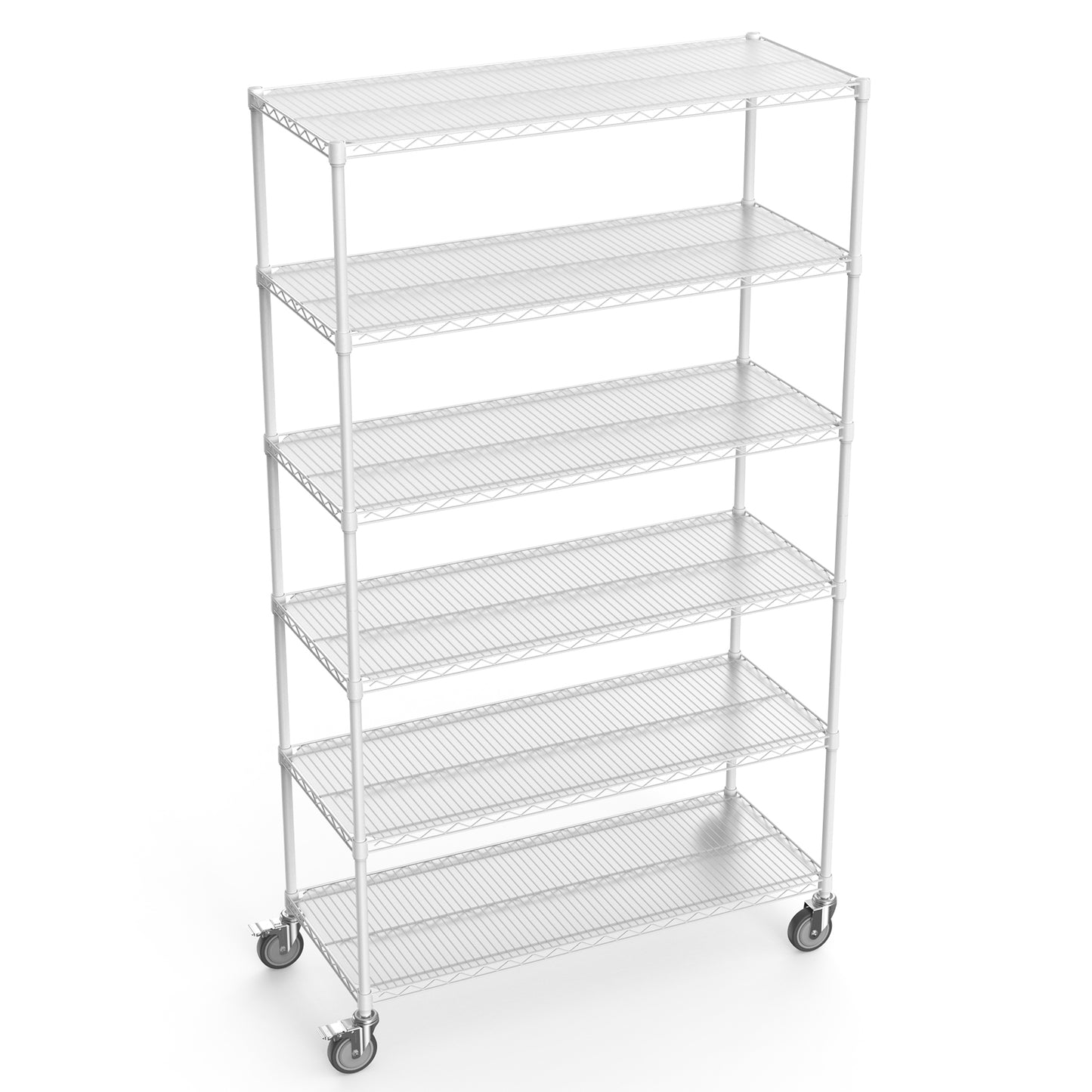 6 Tier Wire Shelving Unit, 6000 LBS NSF Height Adjustable Metal Garage Storage Shelves with Wheels, Heavy Duty Storage Wire Rack Metal Shelves - White - 204882