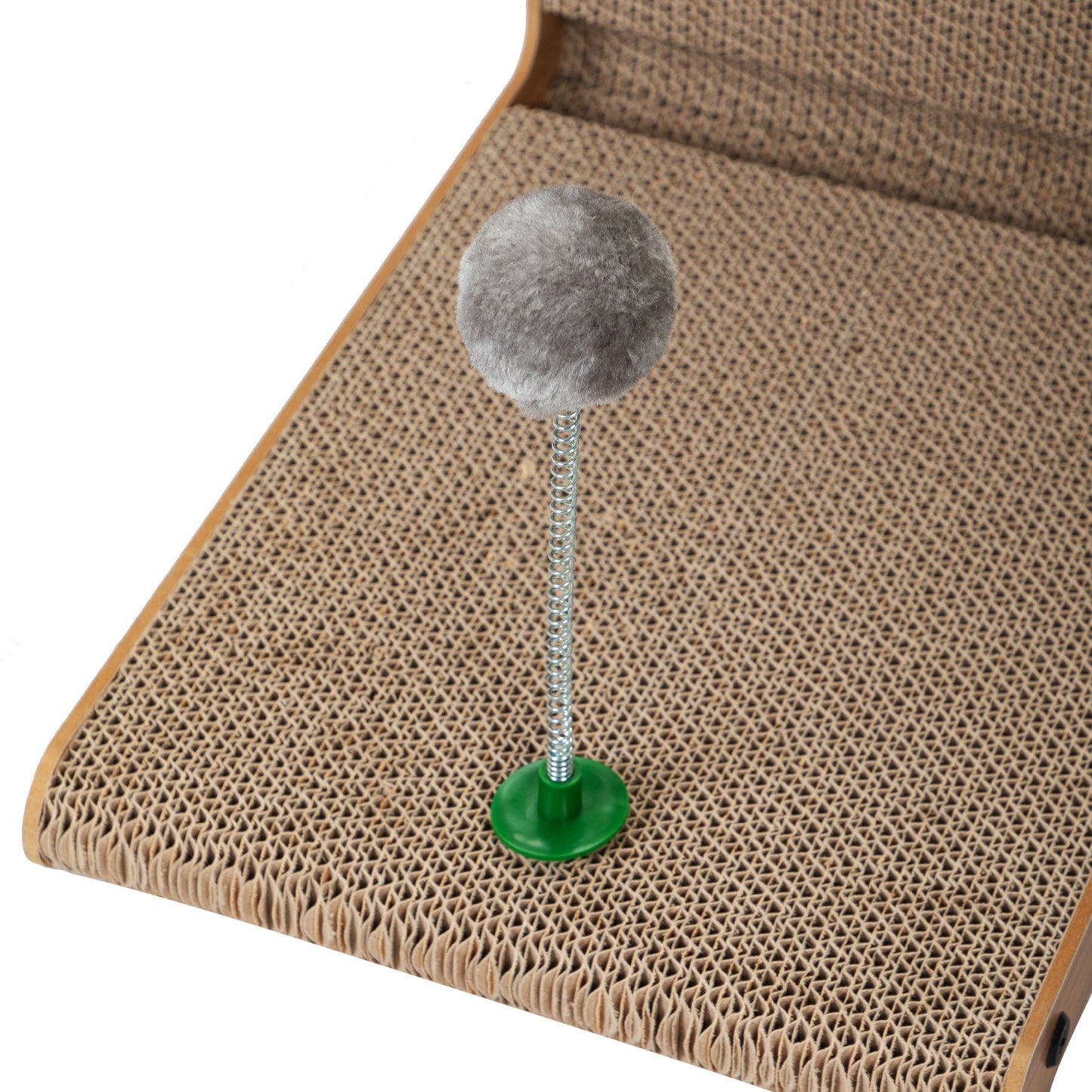 Indoor Cat Scratching Board for Small to Large Cat, Corrugated Board-Covered Cat Scratcher, Cat Scratching Pad with Bell and Built-in Toy