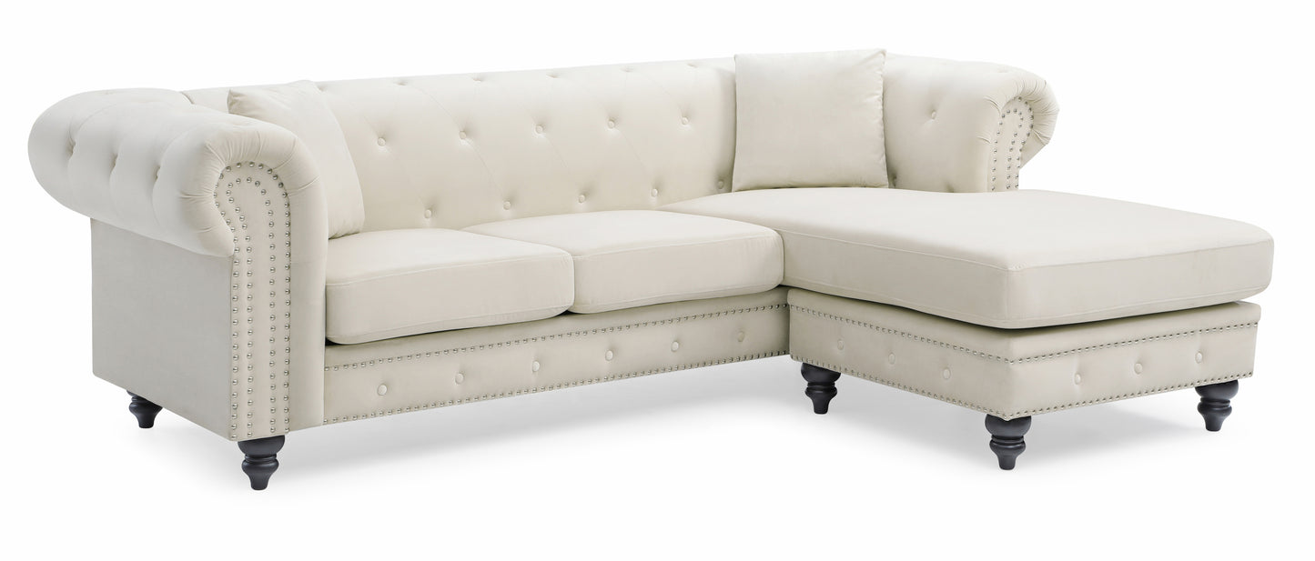 Nola G0357B-SC Ivory Velvet Sofa Chaise