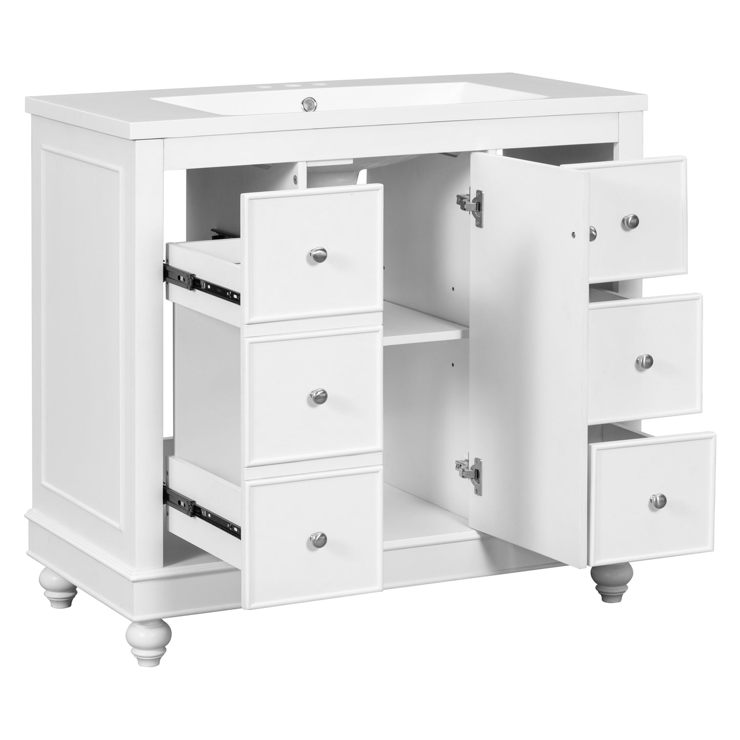 [Cabinet Only] 36" White Bathroom vanity(Sink not included)