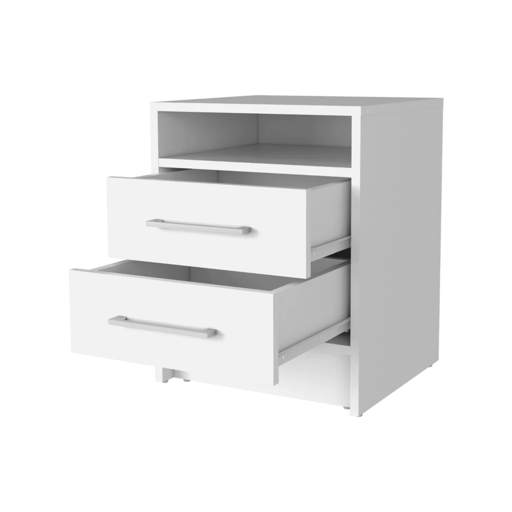 Rowley 2-Drawer 1-Shelf Rectangle Nightstand White