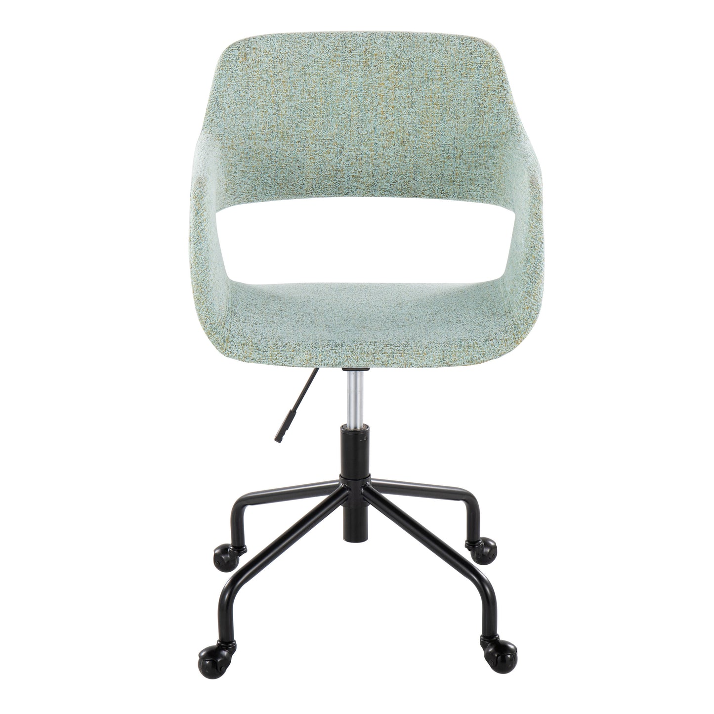 Margarite Contemporary Adjustable Office Chair in Black Metal and Light Green Fabric by LumiSource