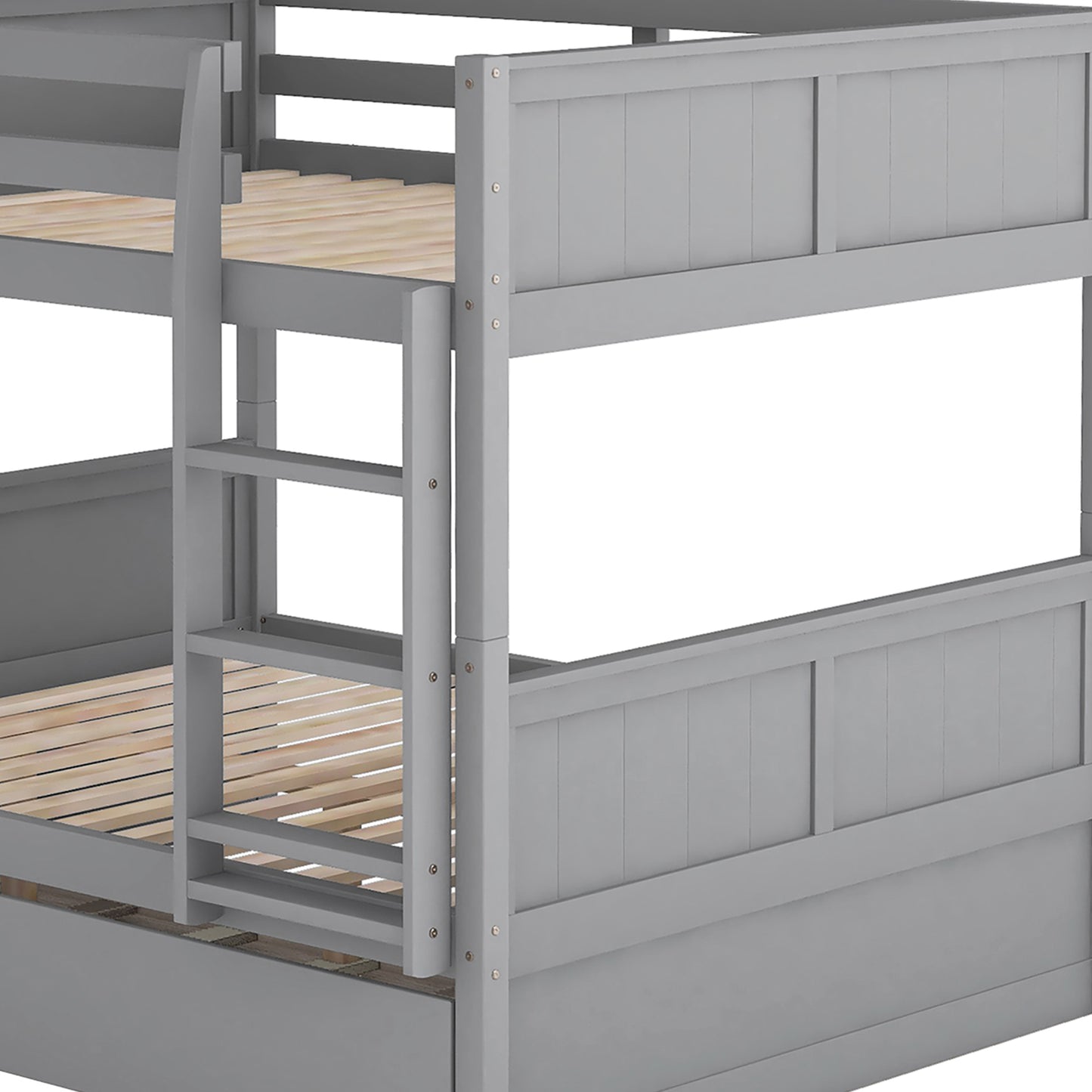 Versatile Full Over Full Bunk Bed with Trundle in Gray