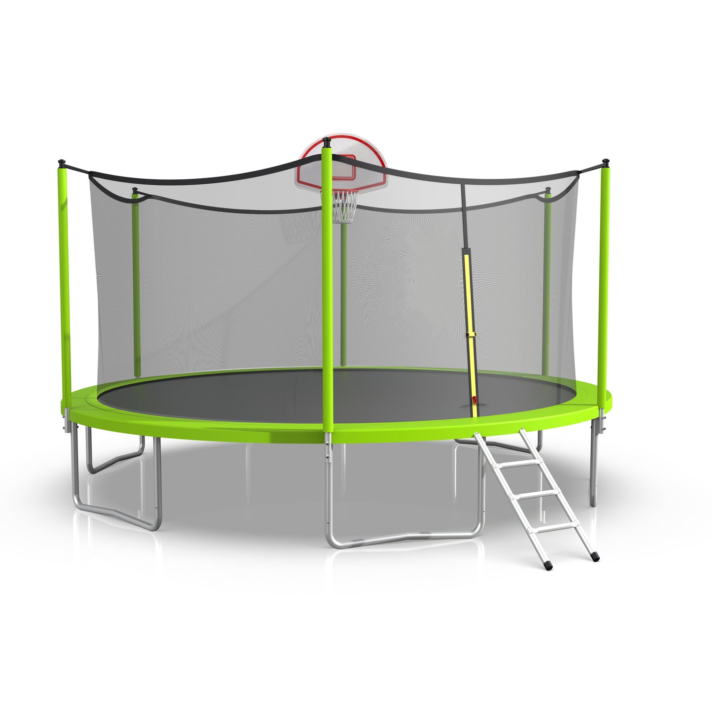 16ft Trampoline with Enclosure, New Upgraded Kids Outdoor Trampoline with Basketball Hoop and Ladder, Heavy-Duty Round Trampoline.