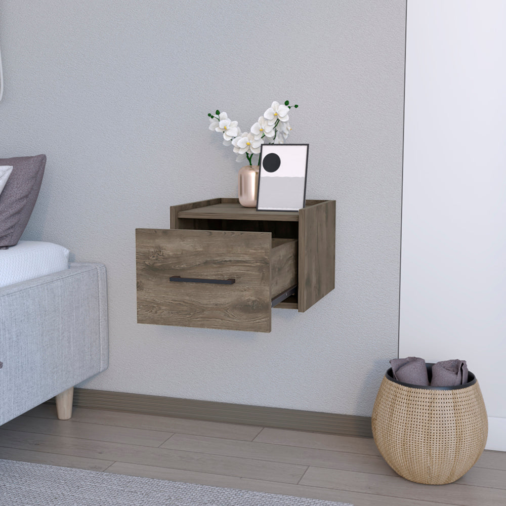 Floating Nightstand Calion, Bedroom, Dark Brown