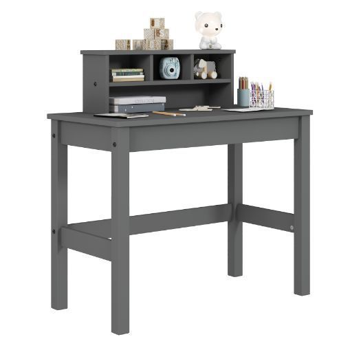 Logan Gray Writing Desk with Versatile Hutch