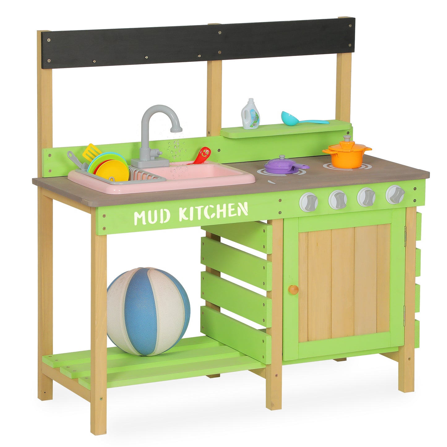 Wooden Pretend Mud Kitchen Playset for Toddlers