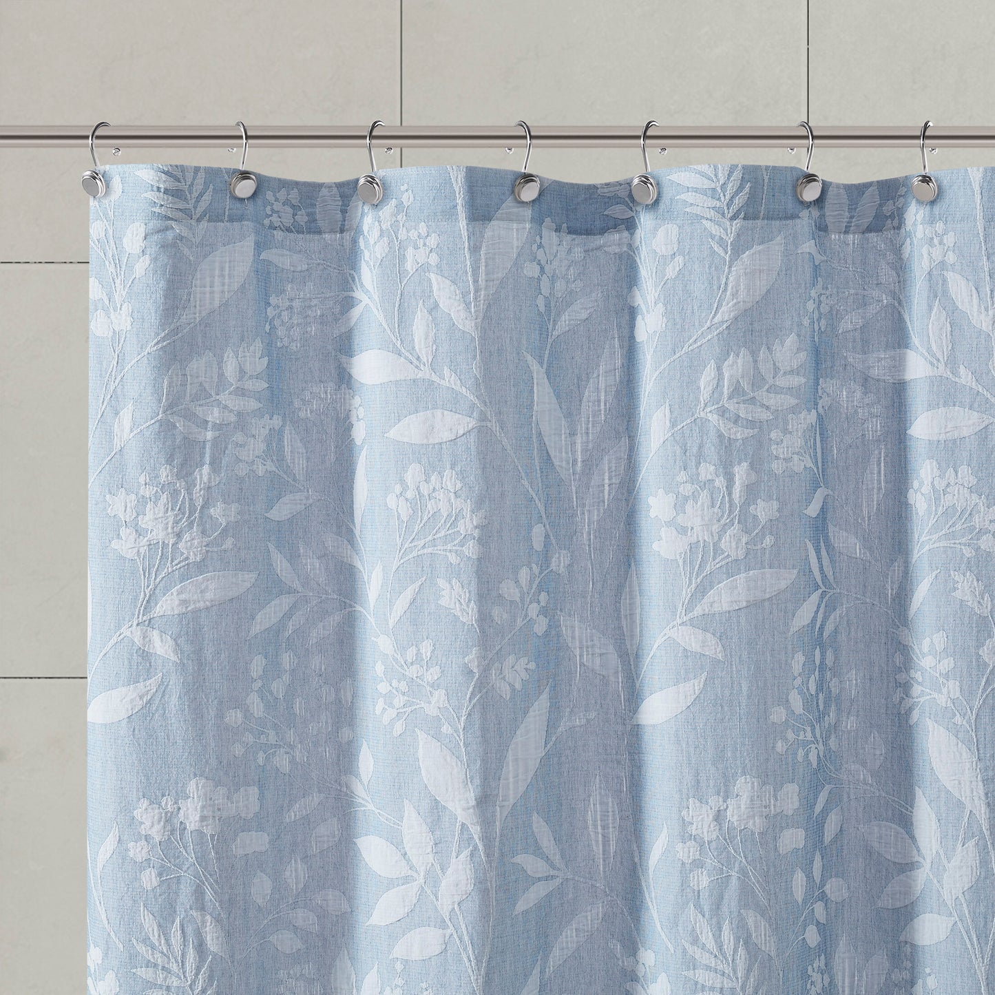 Jacquard Floral Woven Matelasse Shower Curtain