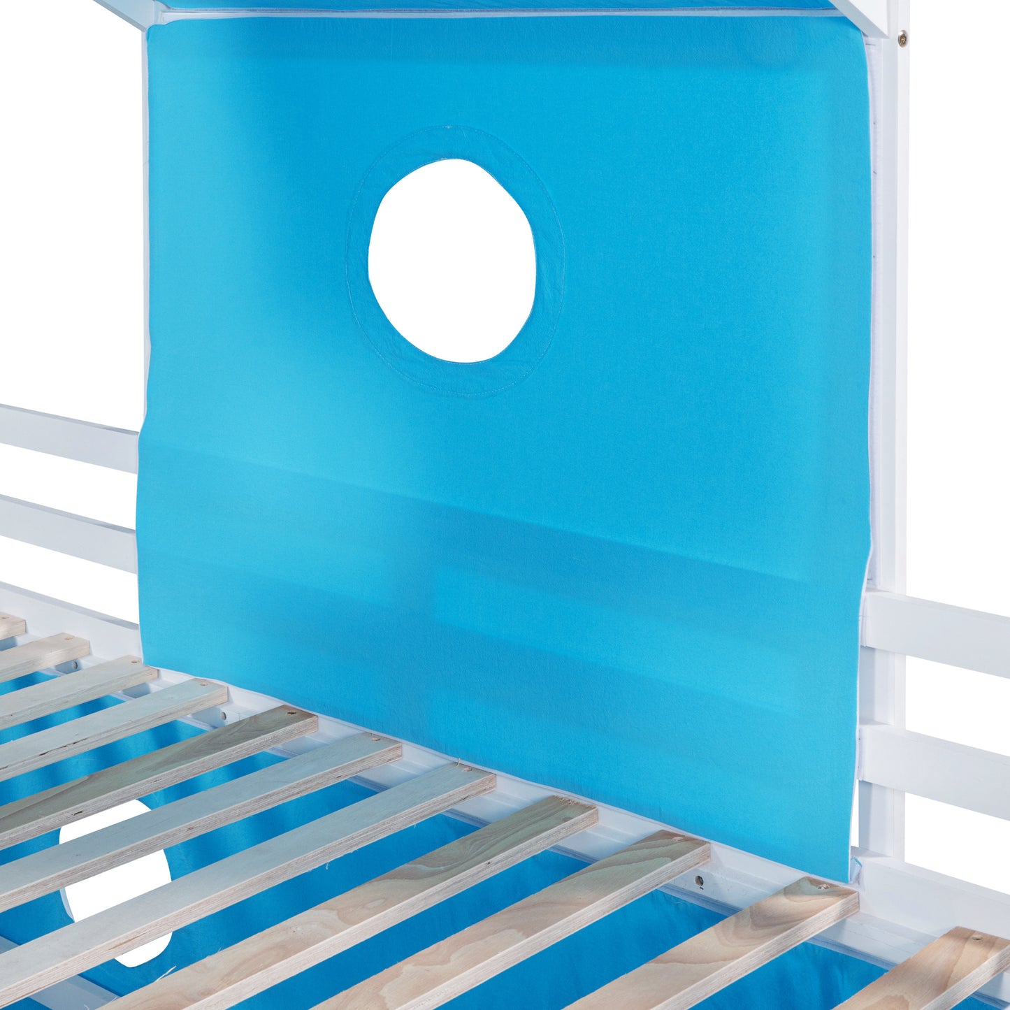 Blue Castle Loft Bed with Slide and Tower for Kids