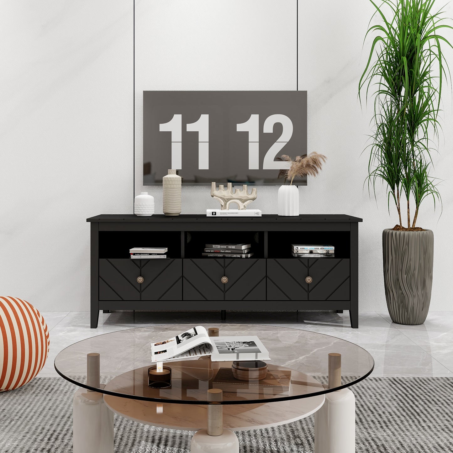 Stylish 3-Drawer Mid-Century TV Stand with Media Console