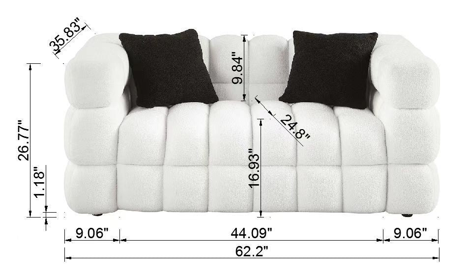 Plush Boucle White 3-Seater Marshmallow Sofa