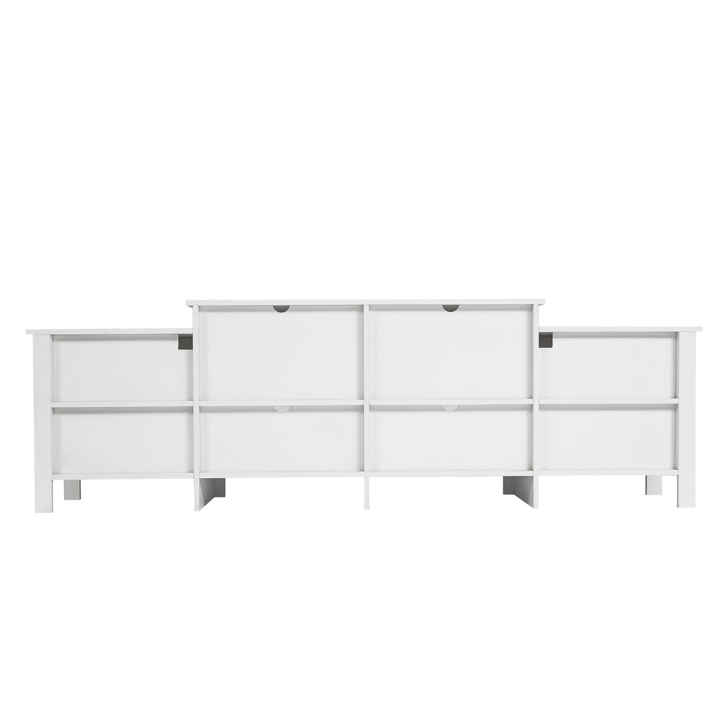 Modern White LED TV Stand with Remote Control Lights and Storage for 85 inch TV