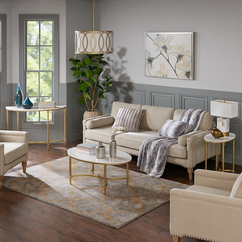 Luxurious White Marble and Gold Coffee Table