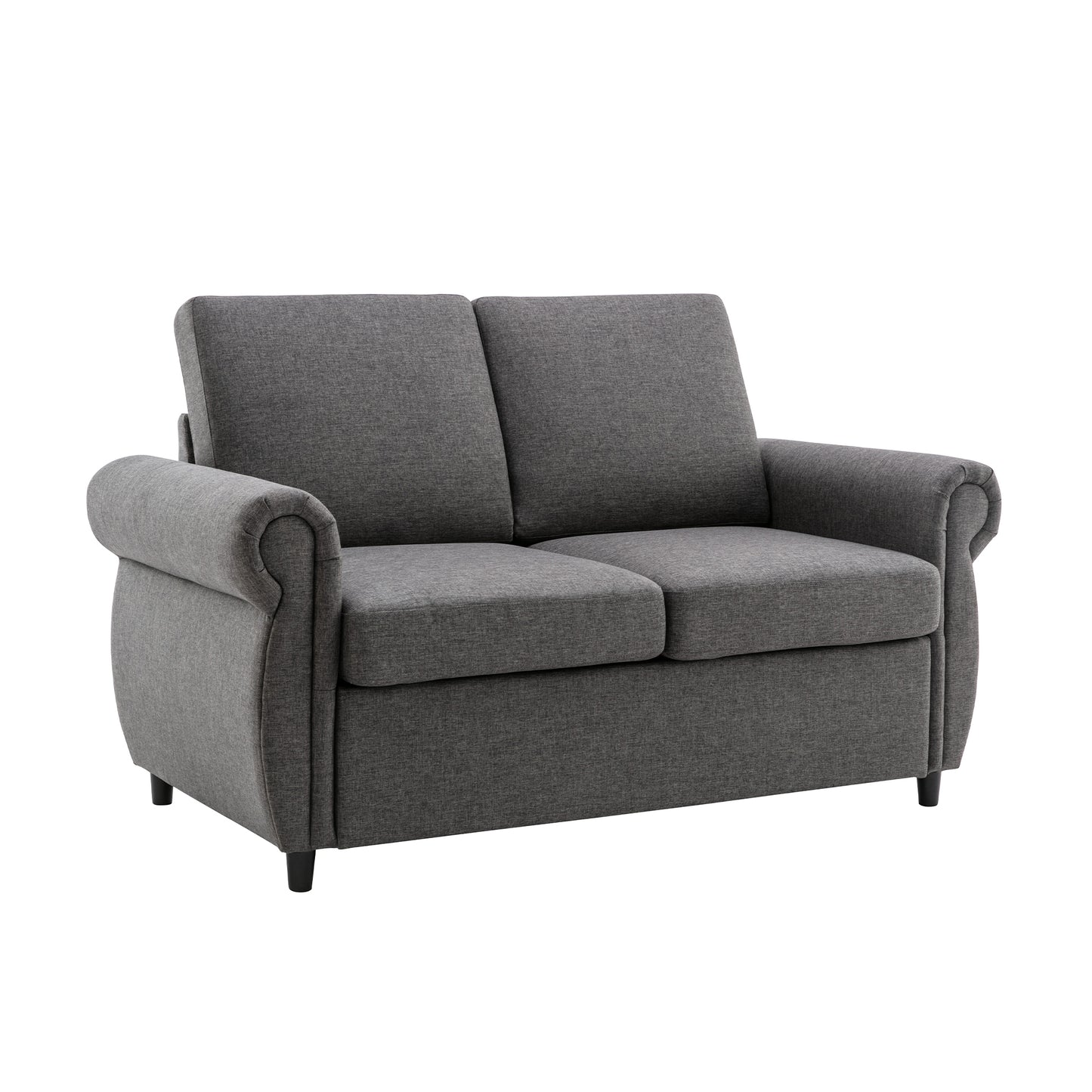 57.5 Orisfur Gray Loveseat Sleeper Sofa Bed with Memory Foam Mattress for Living Room Spaces