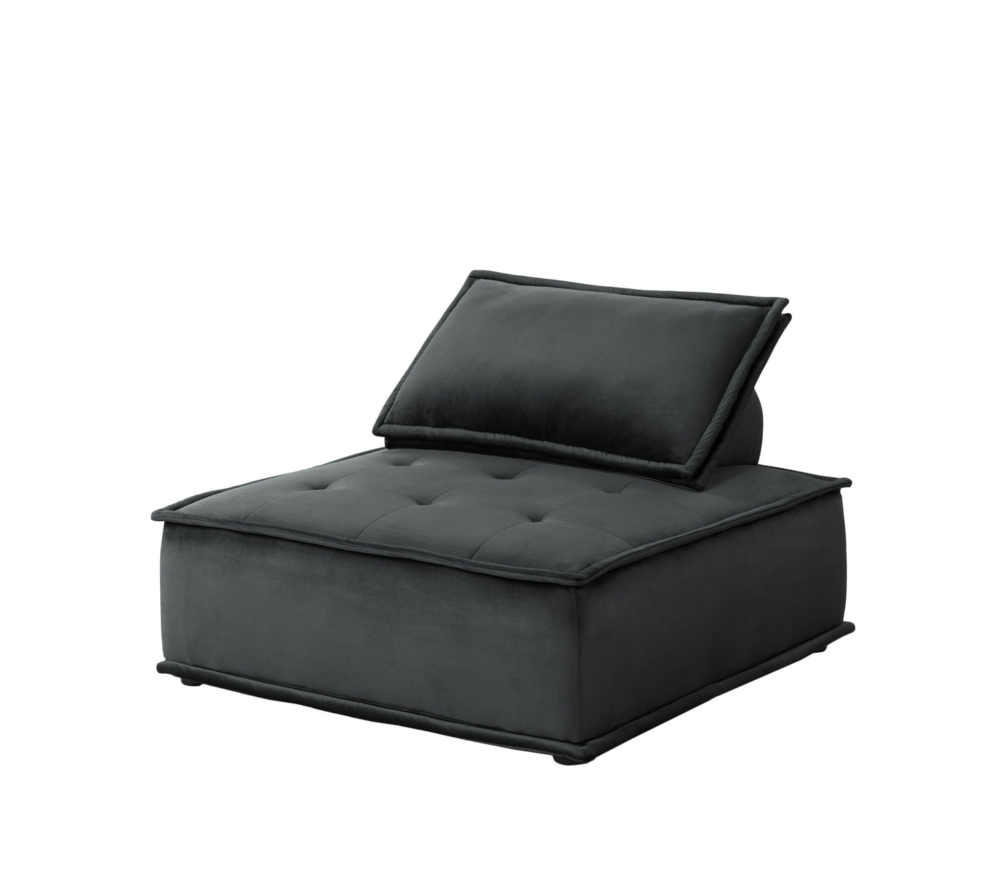 Anna Luxurious Black Velvet Sectional Sofa Ottoman