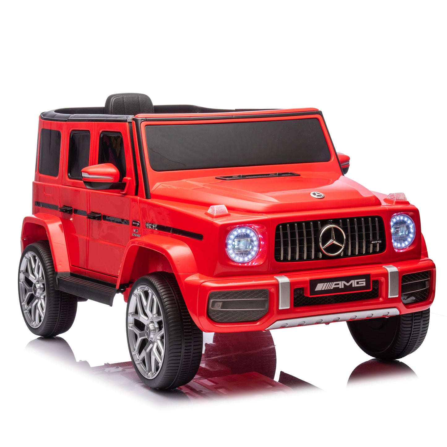 Licensed Mercedes Benz G63 Kids Ride On Car, 12V Electric Vehicle with Remote Control, Double Open Doors, Music, Bluetooth, Wheels Suspension, Battery Powered for Children Boy Girl (Red)