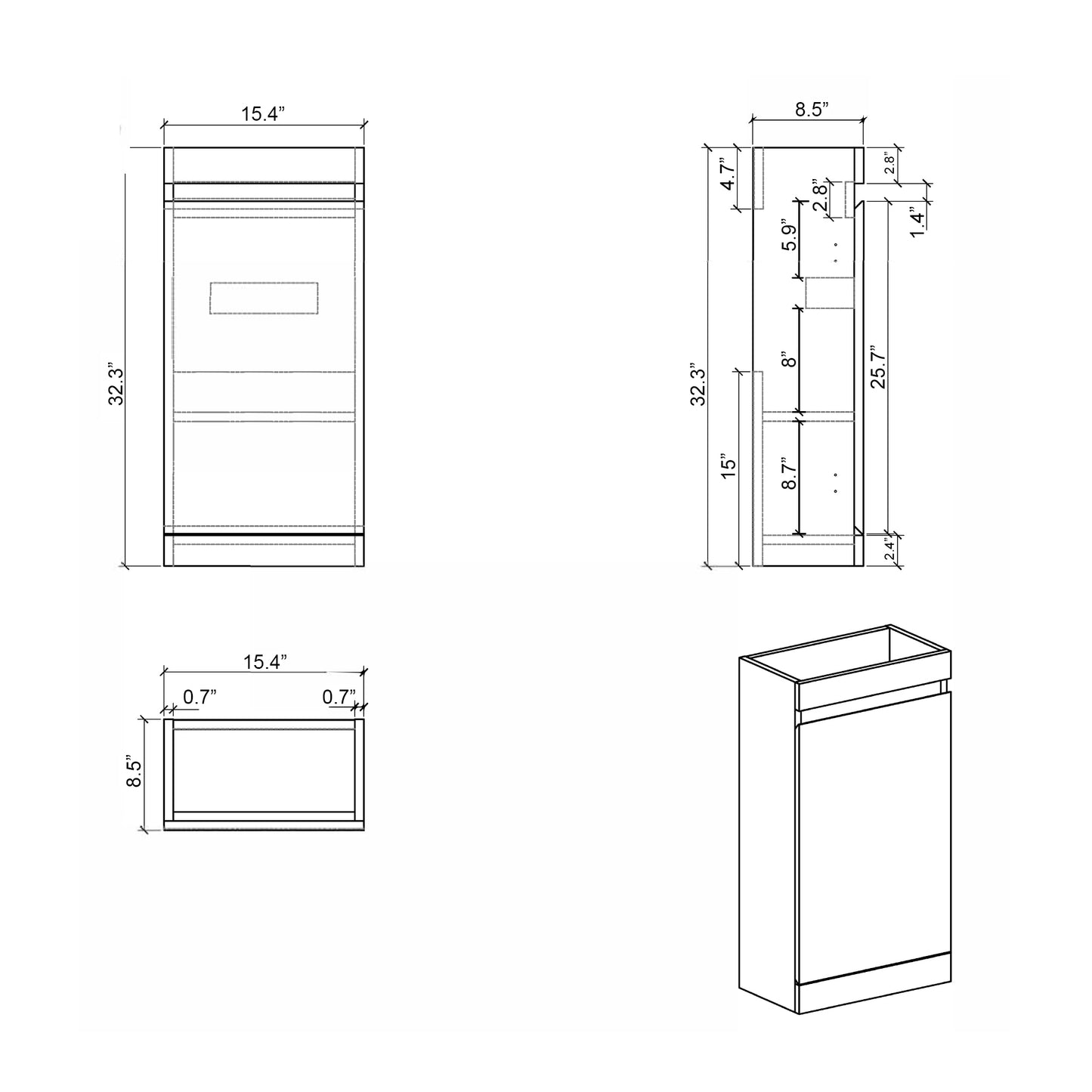 Laura 16" Small Bathroom Vanity with Sink, Freestanding Bathroom Vanity for Modern Bathroom, One-Piece White Sink Basin Minimalist Large Storage Bathroom Vanities