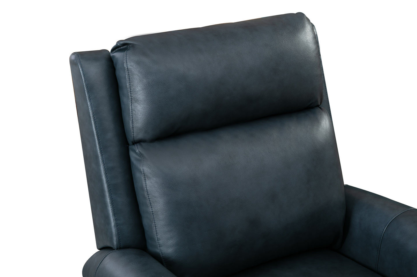 Luxurious Navy Genuine Leather Manual Recliner