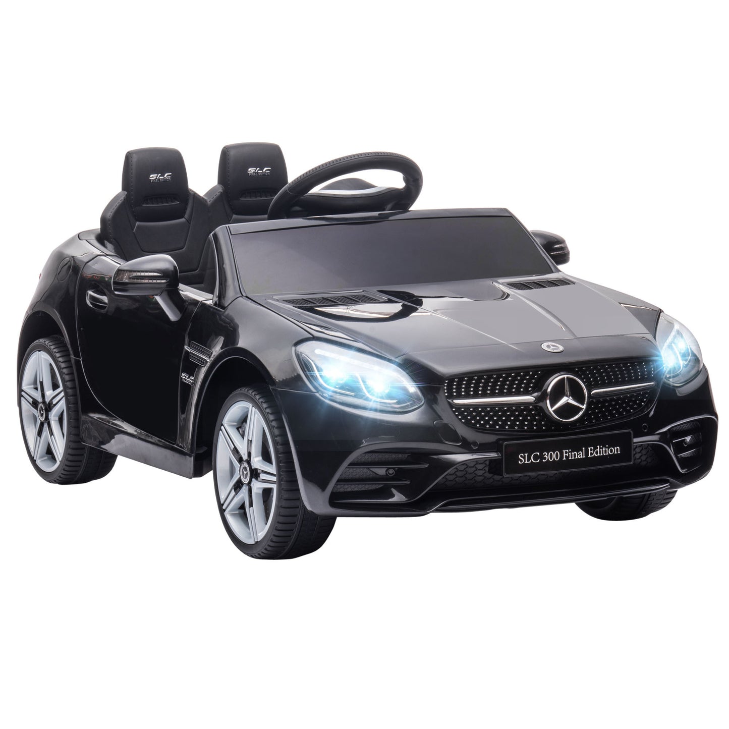 Aosom Mercedes SLC 300 Licensed Kids Electric Car with Remote Control, 12V Battery Powered Kids Ride on Car with Music, Lights, Suspension for 3-6 Years Old, Black