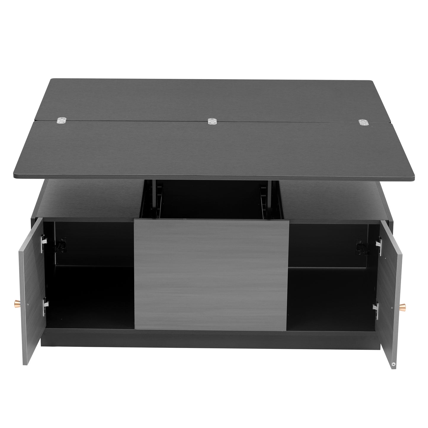 Extendable Lift-Top Coffee Table with Storage in Contemporary Gray