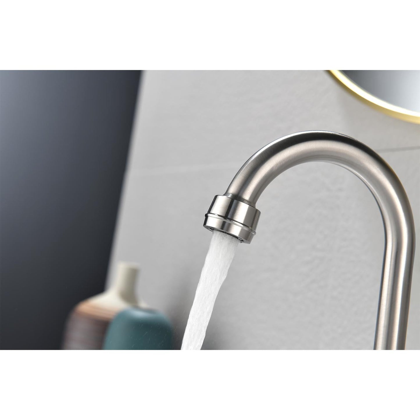 Lead-Free 2-Handle Bathroom Faucet with Swivel Spout and Copper Pop Up Drain