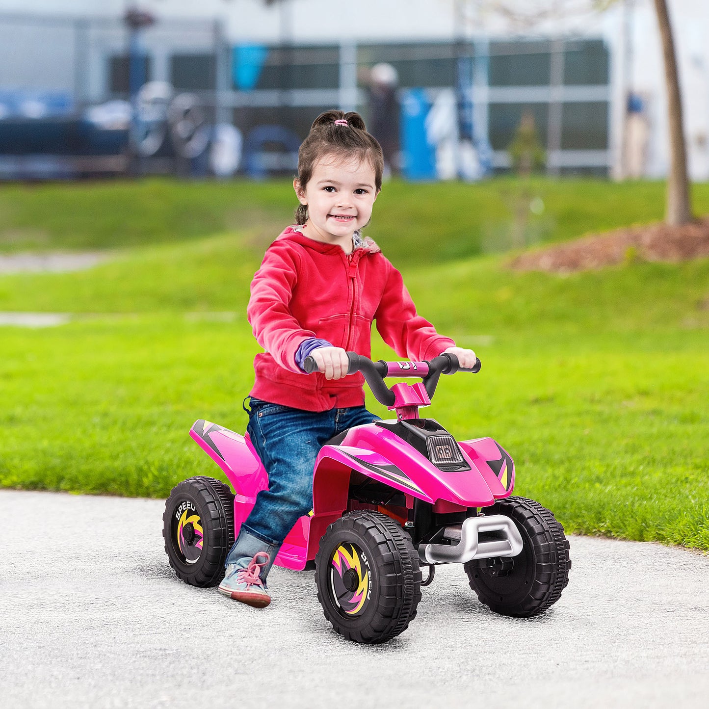 6V Kids ATV 4-Wheeler Ride on Car, Electric Motorized Quad Battery Powered Vehicle with Forward/Reverse Switch for 18-36 Months Old Toddlers, Pink