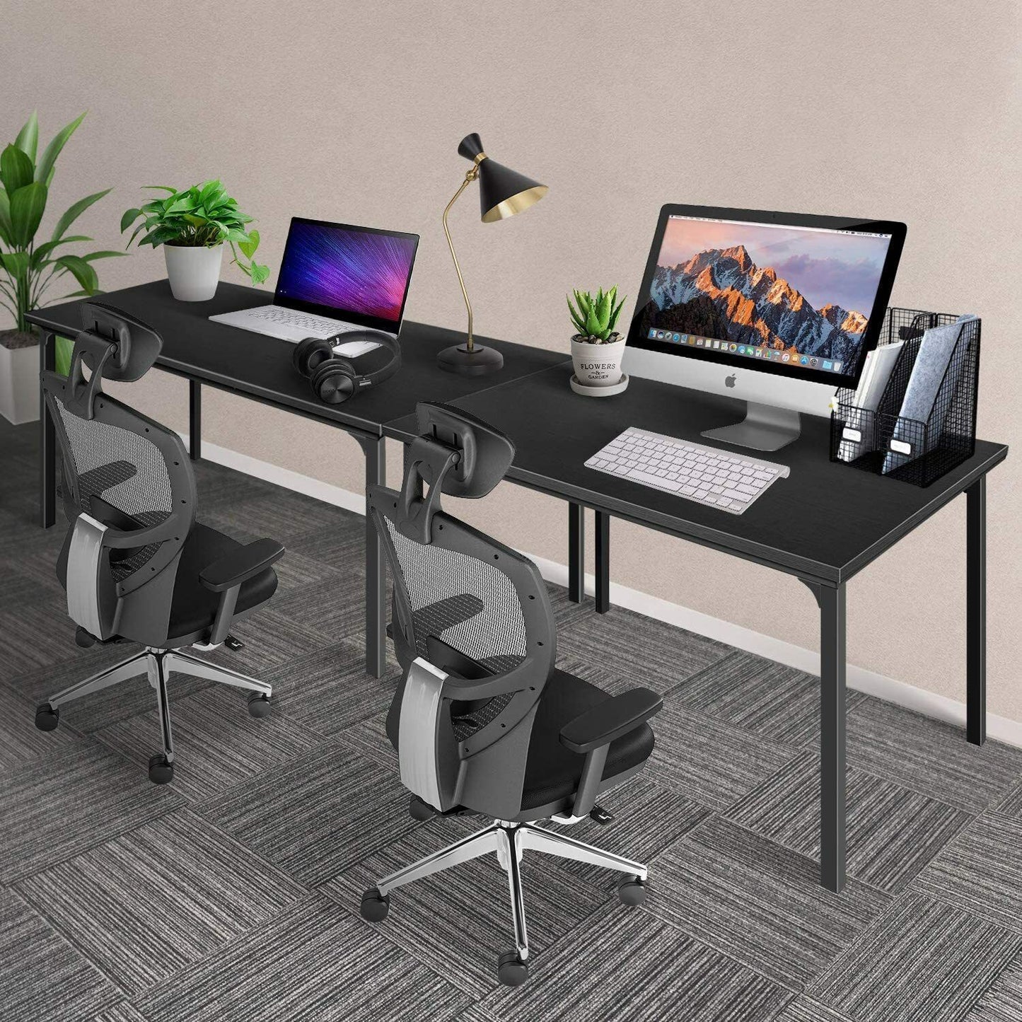 Elegant Steel-Framed Black Home Office Desk with Simple Design