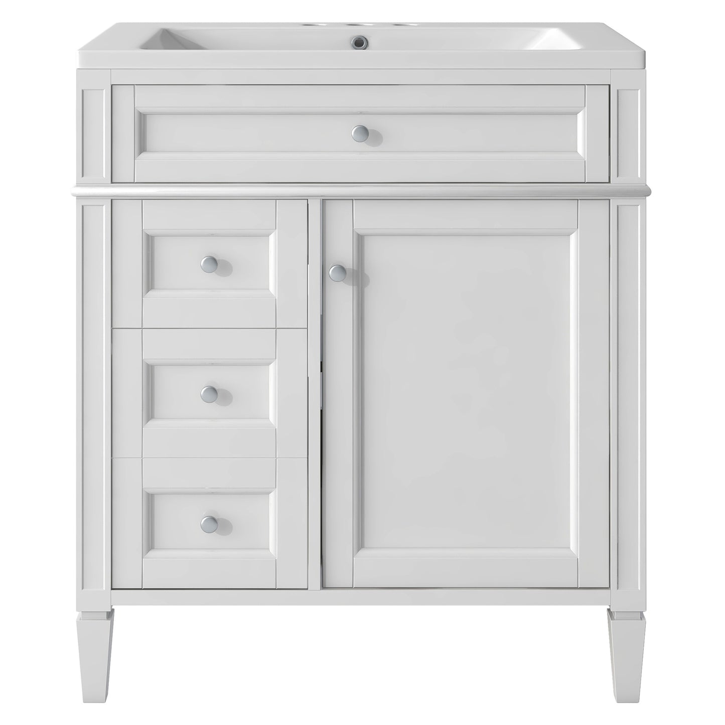 30'' Bathroom Vanity with Top Sink, Modern Bathroom Storage Cabinet with 2 Drawers and a Tip-out Drawer, Single Sink Bathroom Vanity