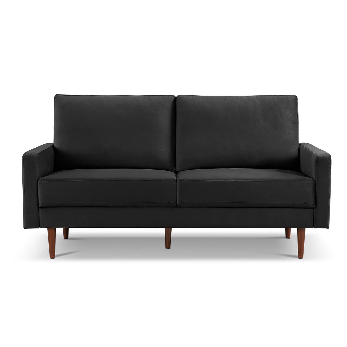 Black Modern Upholstered Velvet Loveseat Sofa with Solid Wooden Frame