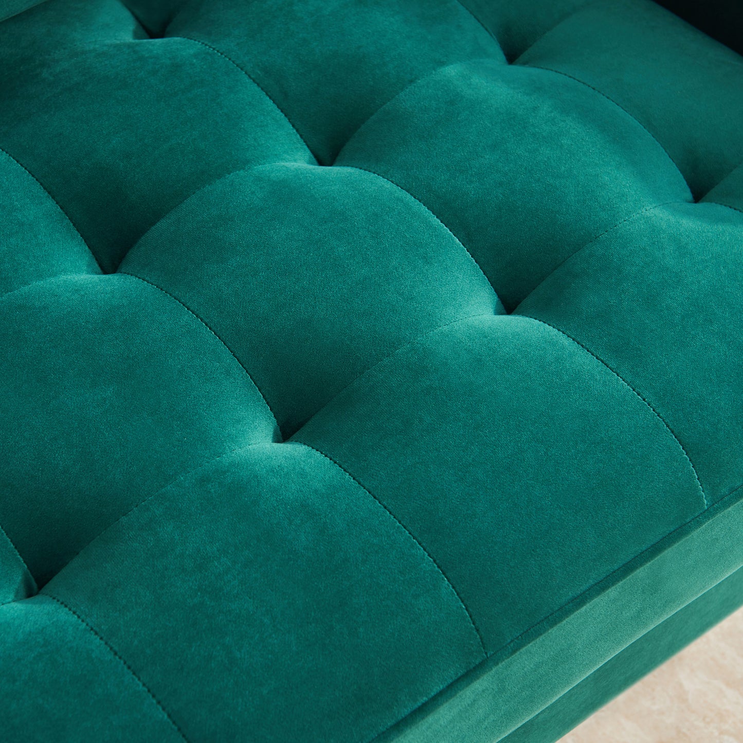 Emerald Velvet Button Tufted Sofa with 2 Throw Pillows, 70'' Modern for Living Room