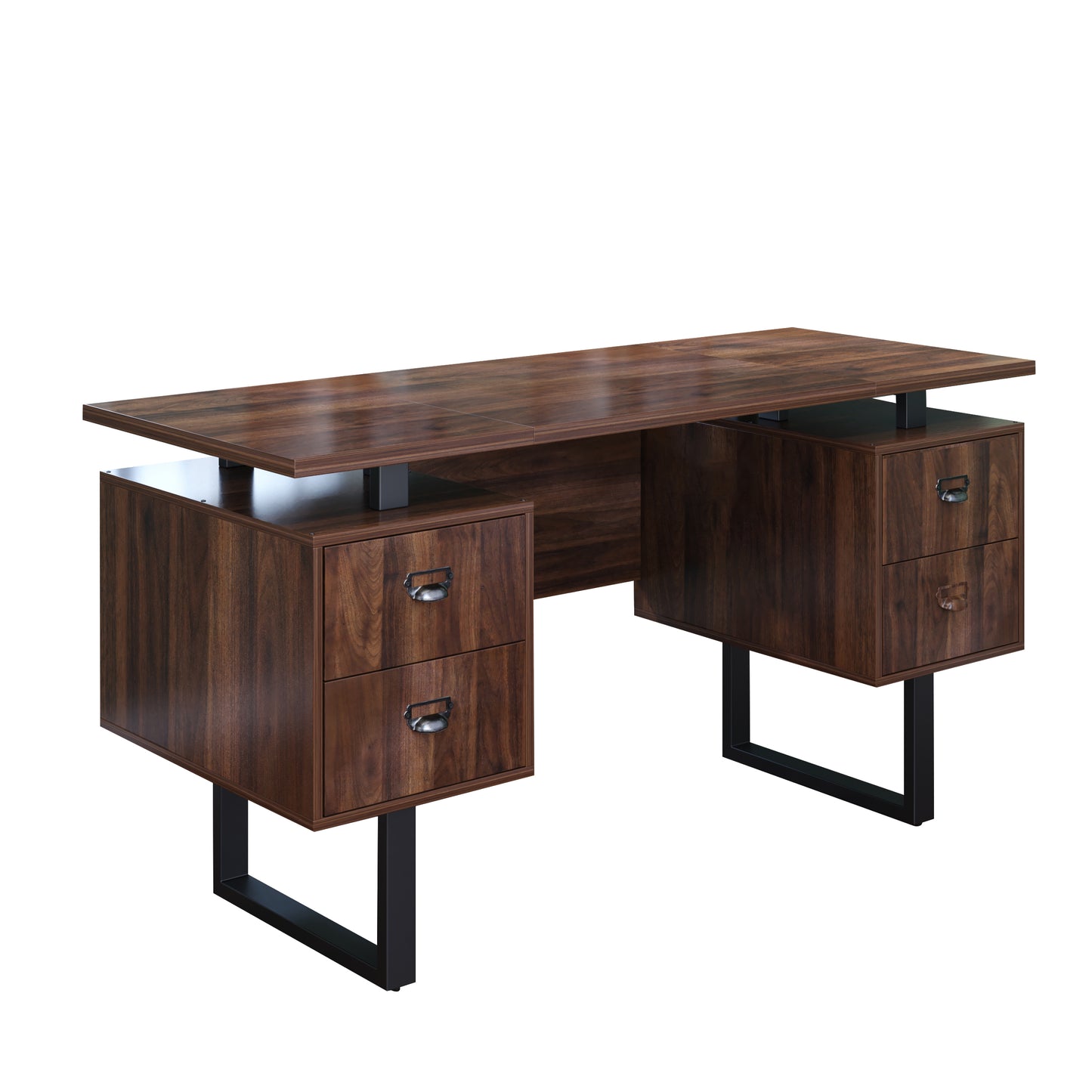 Elegant Walnut Desk for Home Office with 4 Drawers