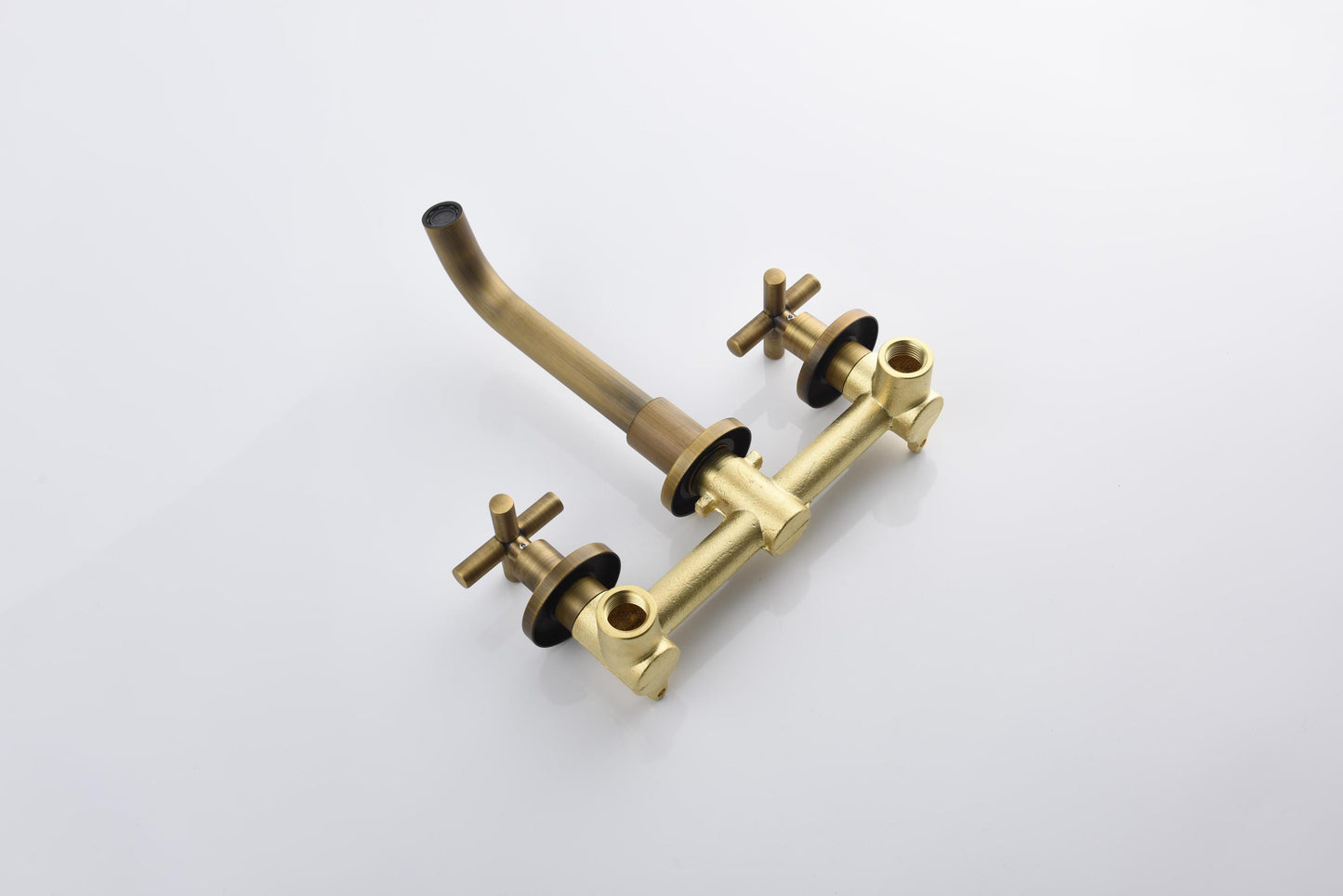 Wall Mount Bathroom Faucet with Bronze Cross Handles